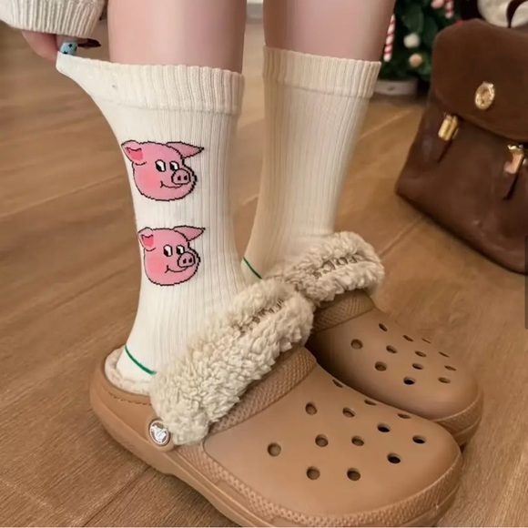 New Cute Pig Themed Socks Set Of 3 - Picture 3 of 4